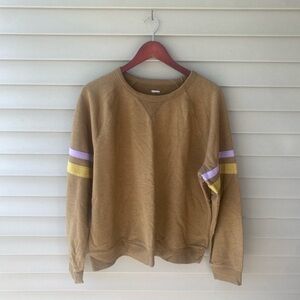 Sonoma Dark Green and Purple Crewneck Sweater with Sporty Stripes